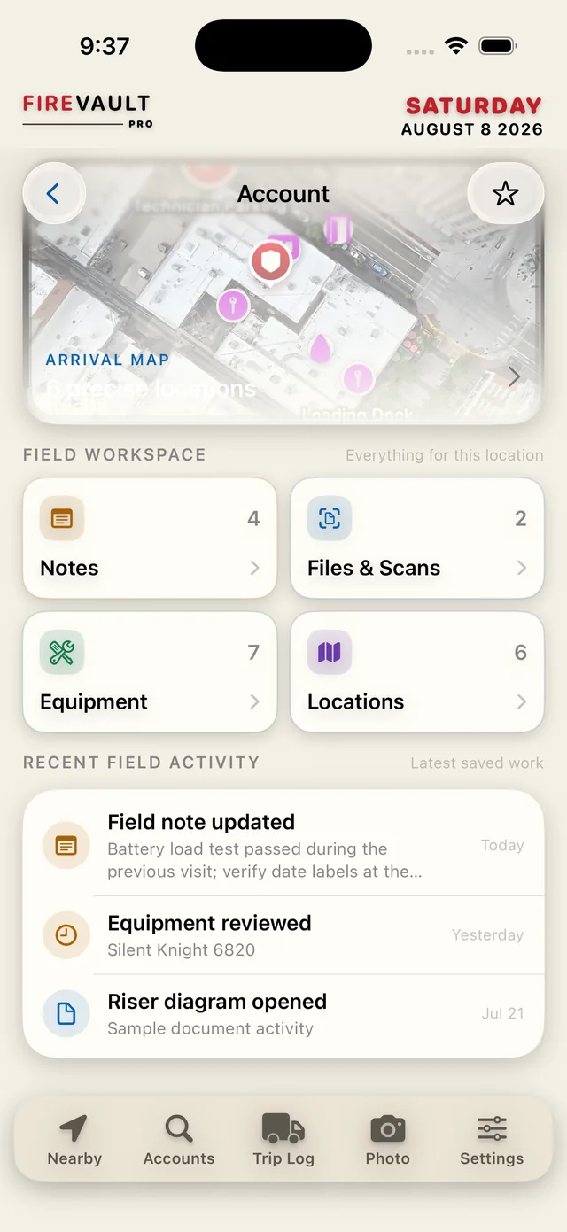 FireVault Pro Account workspace